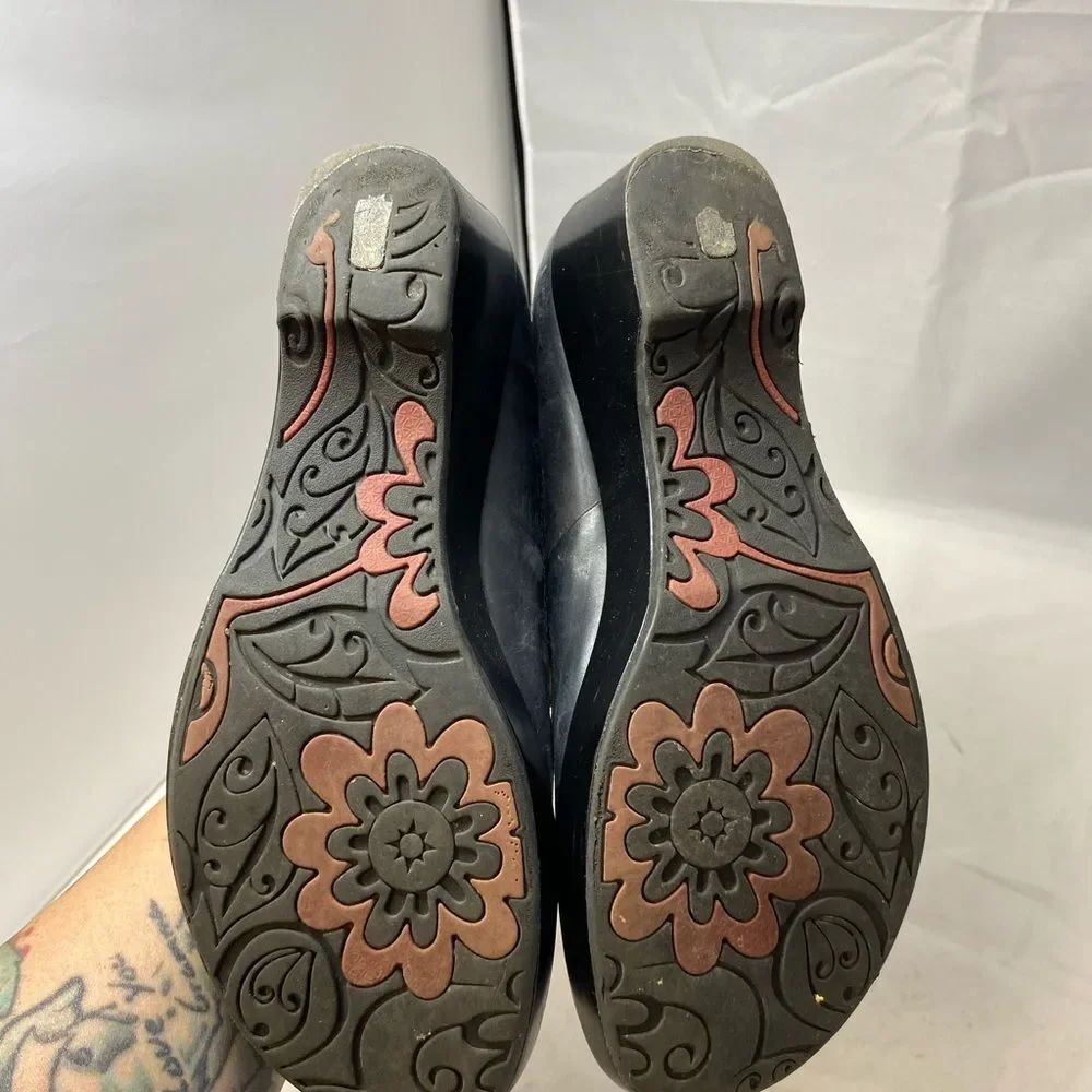 Jambu Women's Size 7.5M Leather Mary Jane Sport Wedge Shoes black